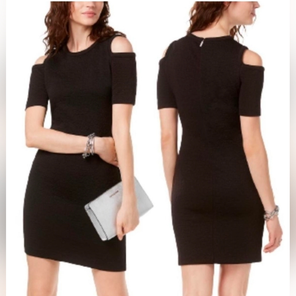 MICHAEL Michael Kors Black Cold Shoulder Mini Dress